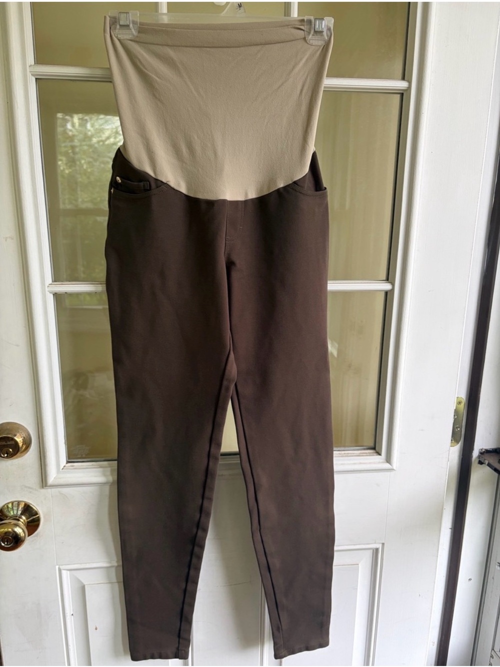 Maternity High-Waist Olive Green & Cream Support Leggings